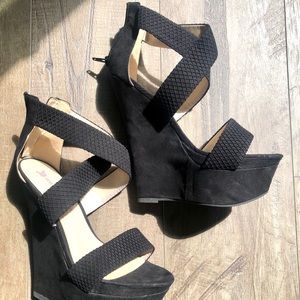 Justfab Hashini Platform Strappy Wedge Heel